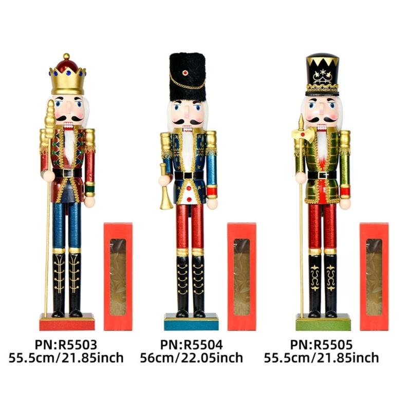 Geschnitzte Holz Nussknacker Statue 55CM Schimmernde Fronten Saisonale Tischdekoration Mittelstücke