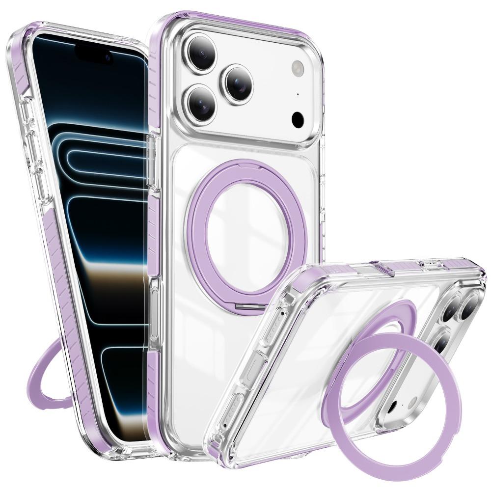 Fashion Transparent Magnetic Phone Case For iPhone 17 Air 16 15 14 Plus 13 Pro Max 360 Ring Stand For MagSafe Shockproof Cover
