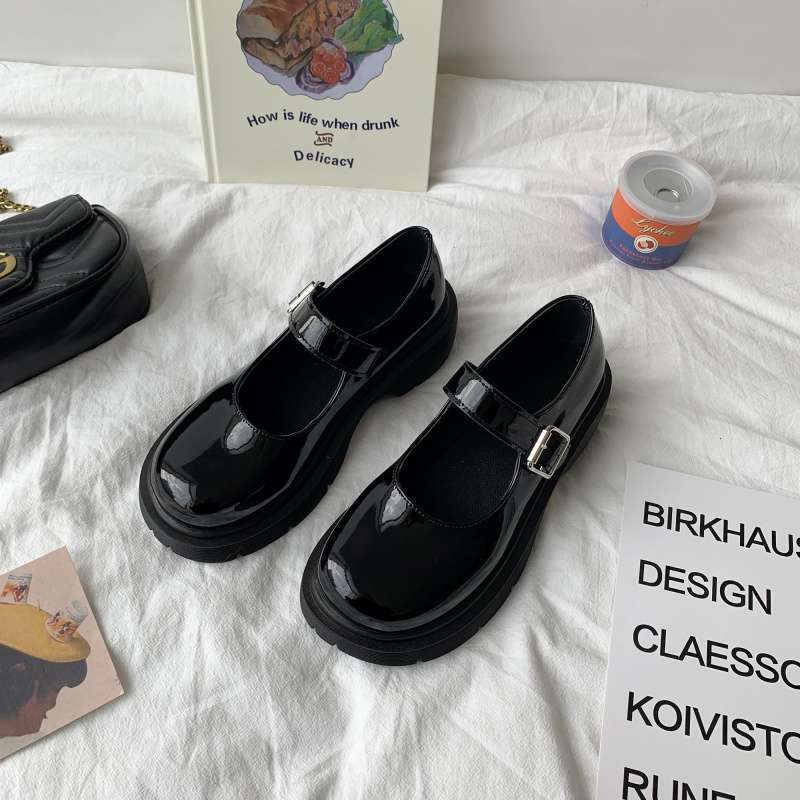 French Retro British Style Small Leather Shoes Girl 2025 Spring New Pearl Fairy Word with Platform Mary Jane Single Shoes