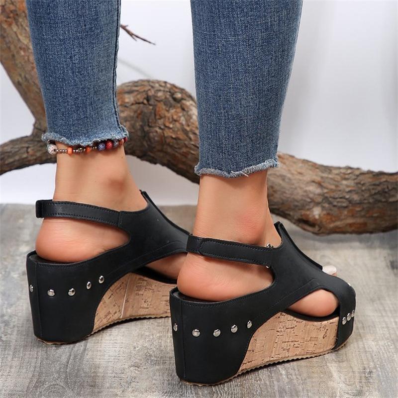 22 Roman sandals flat platform sandals large size shoes fish mouth wedge sandals