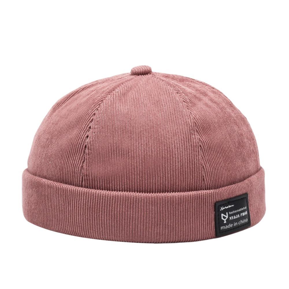 Fashion Hip Hop Beanie Street Hat Casual Corduroy Brimless Docker Cap Adjustable Letter Vintage Dome Hat Outdoor