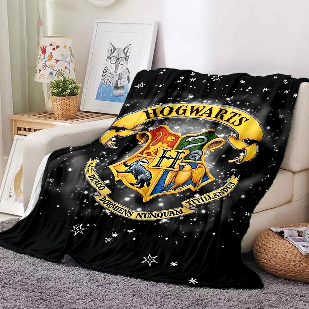 1pc Hogwarts Crest Blanket Lightweight Flannel Throw For Sofa, Bed, Travel, Camping, Livingroom, Office, Couch, Chair, And Bed