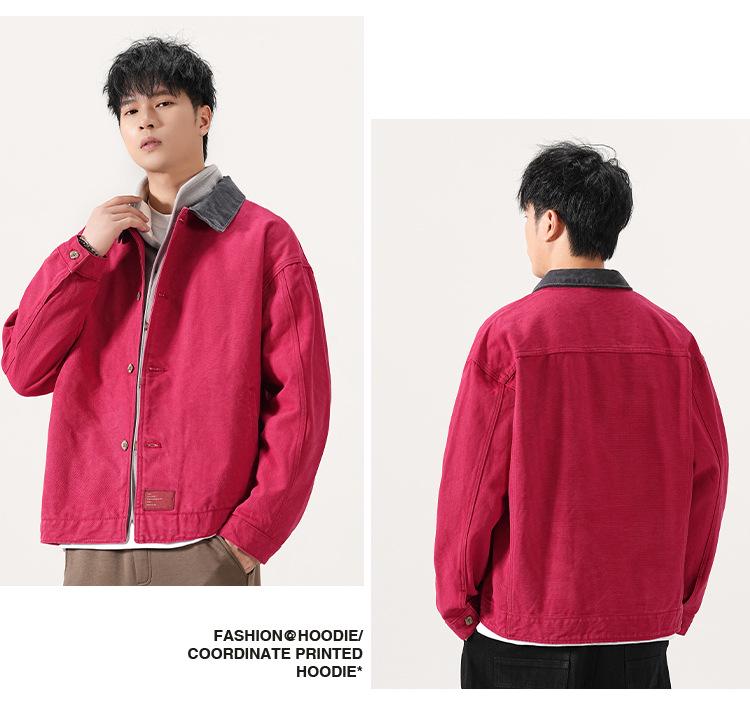 Wszechstronna męska kurtka casual z klapami: Modny, Luźny, Prosty, Z metką, Odpowiedni na jesień/zimę, Opcjonalna podszewka.