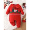 Foreign Trade Ins Newborn Infant Boys and Girls Letter Print Christmas Holiday Style Long-Sleeve Open-Crotch Romper Trendy