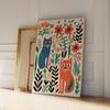 Modern Cartoon Color Is Vibrant Cute Cats And Flowers Wall Art Prints Canvas Painting Poster Picture For Living Room Home Decor
