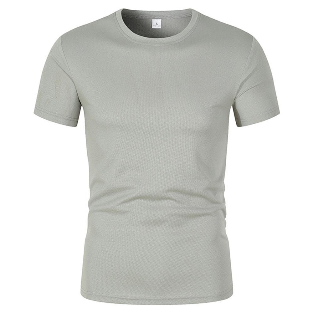 Men's Quick-Dry Mesh Sports T-Shirt - Short Sleeve, Round Neck, Solid Color