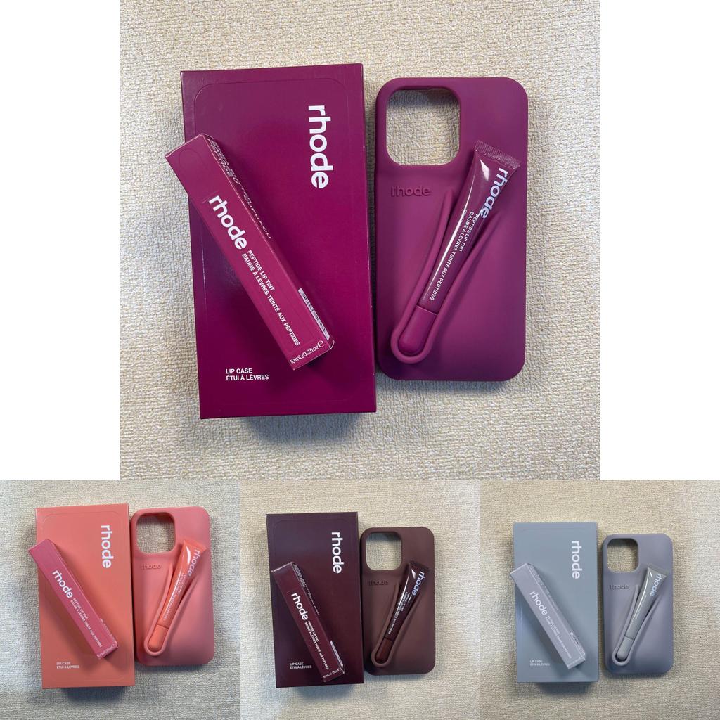 Set Custodia per Telefono in Silicone Lucidalabbra Rhode per iPhone 16 con Funzione Antiurto e Supporto