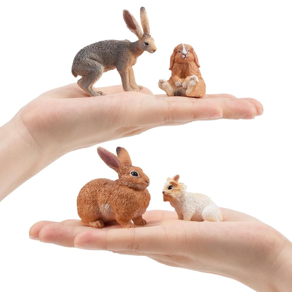 TOYMANY 12PCS Rabbit Figurines Animal Figurines Rabbit Models Realistic Animal Models Popular Animal Toys