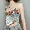 Sweet Floral Printing Backless Female Waist Corset Sleeveless Top Women Slimming Waistband Elasticity Corsets T-shirt