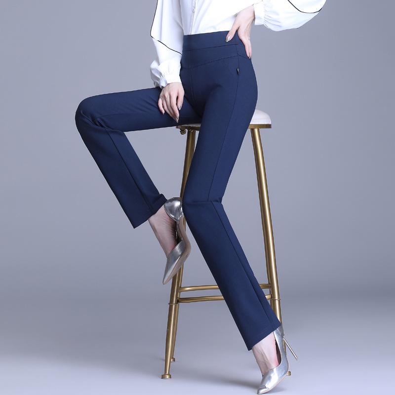 

Женские эластичные брюки-костюм с высокой посадкой и прямыми штанинами большого размера - Утягивающие, повседневные, свободного кроя для весны и осени 4XL