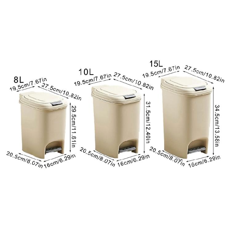 Space Saving 8L 10L 15L Double Opening Waste Bin with Pedal Press Control for Home and School
