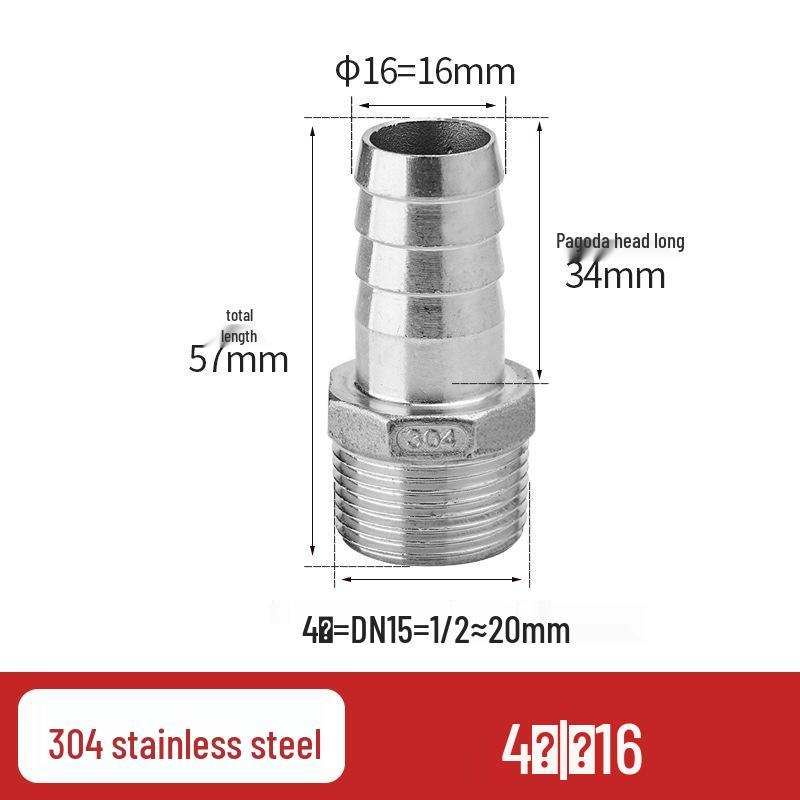 304 Stainless Steel Hex Male Thread Pagoda Fitting for Water/Air Hose