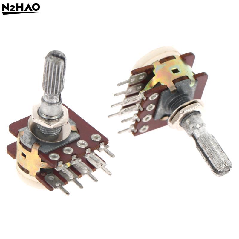 RK16 Doppelpotentiometer B100K 2 Stück 25MM Langer Schaft Für Audio-Tonregelung Ersatzteile