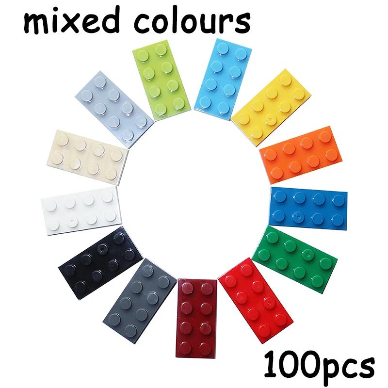 100PCS Size 2x4 Dot Plate 3020 MOC Assemble Particles DIY Building Blocks 2*4 Figures Bricks Educational Creative Toy for Kid