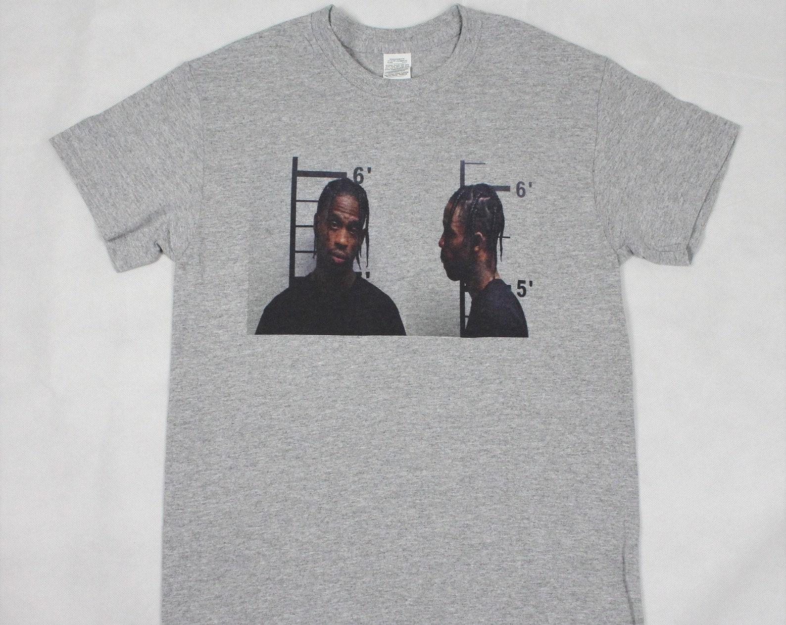 Travis Scott mugshot Grey T-Shirt Sizes Available S-3XL 2XL
