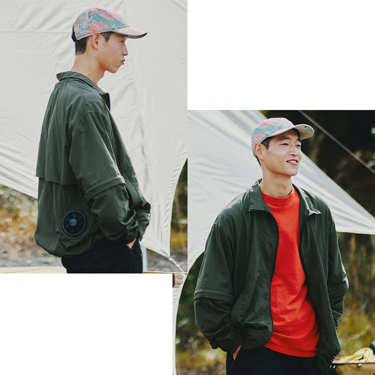 Kiu Waterproof and Air Long or Short Lightweight Nylon Jacket with Heatstroke Heat and Air-Conditioned Blouson, Water-Repellent, Conditioned, Sleeve,