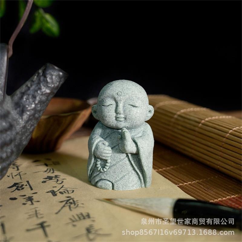 Aquariums Jizo Monk Statue for FishTank Landscaping for Shrimp Breeding Hideouts Ornaments Simple Crafts
