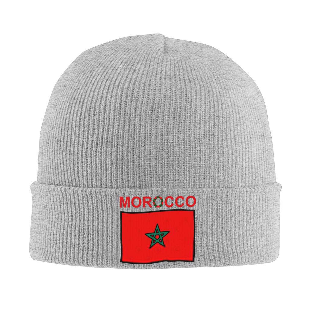 Morocco Flag Beanie Hats  Bonnet Hats FeUnisex Unisex Street Y2K Hippie Skullies Beanies Autumn Graphic Warm Caps