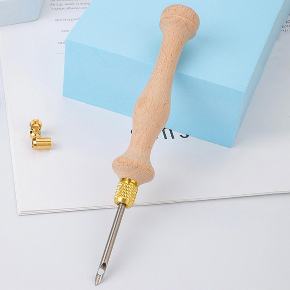 1 Set Wooden Punch Needle Adjustable Knitting Embroidery Pen DIY Craft Punch Threader Cross Stitching Projects Sewing Access