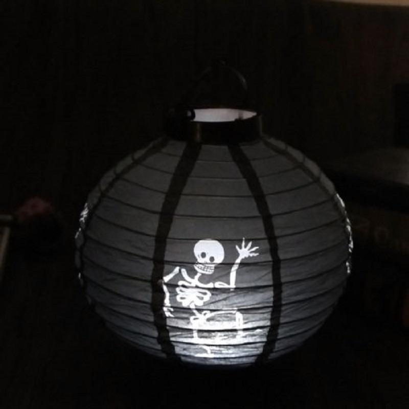 Led Paper Pumpkin Lantern Spider Bat Hanging Light Lamp Halloween Decor Party