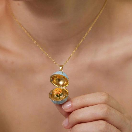 Openable Oval Pendant Necklace Dainty Birth Flower Necklace January To December