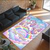 Alfombra de Suelo de Terciopelo de Cristal con Temática de Unicornio, Alfombra Cálida Personalizada con Nombre y Texto, Decoración del Hogar