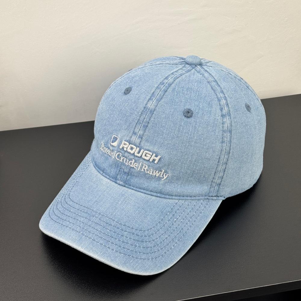 Fashion Hat Washed Denim Cotton Baseball Cap Blue Letter Embroidered Soft Top Cap Retro Trend Small Shade