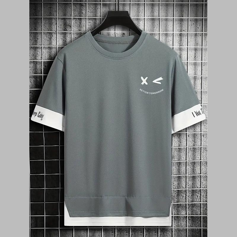 

Новая летняя мужская модная футболка с принтом «Интерес личности» для мужчин XL серый