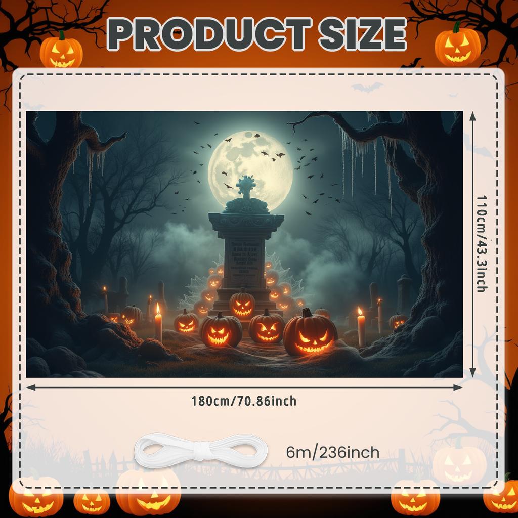Festival Banner Night Setting Halloween Decor Ghost Banner Spooky Design Halloween Banner For Haunted House Night Event Outdoor