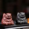 Exquisite Cat Tea Pet Cute Animal Figurines Car Decoration Toy Purple Clay Cat  Tea Accessories