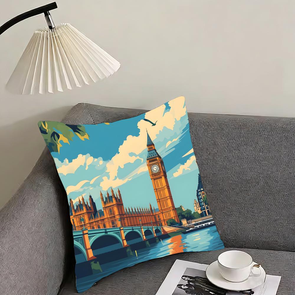 London Fashion Cushion Cover Pillowcase Ultra Soft Skin Friendly Fabric Cloud Like Comfort  Concealed Zipper