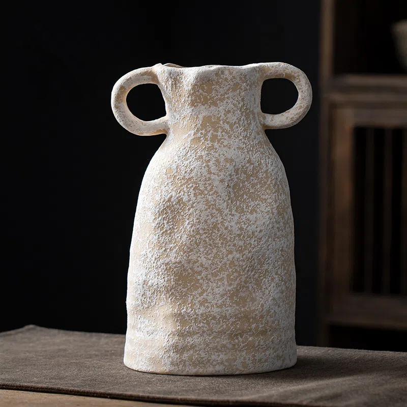 Wazon z gliny ceramicznej w stylu vintage, ręcznie robiony, nostalgiczny dekor do salonu, szafki TV, stolika do herbaty, aranżacja kwiatowa, element dekoracyjny