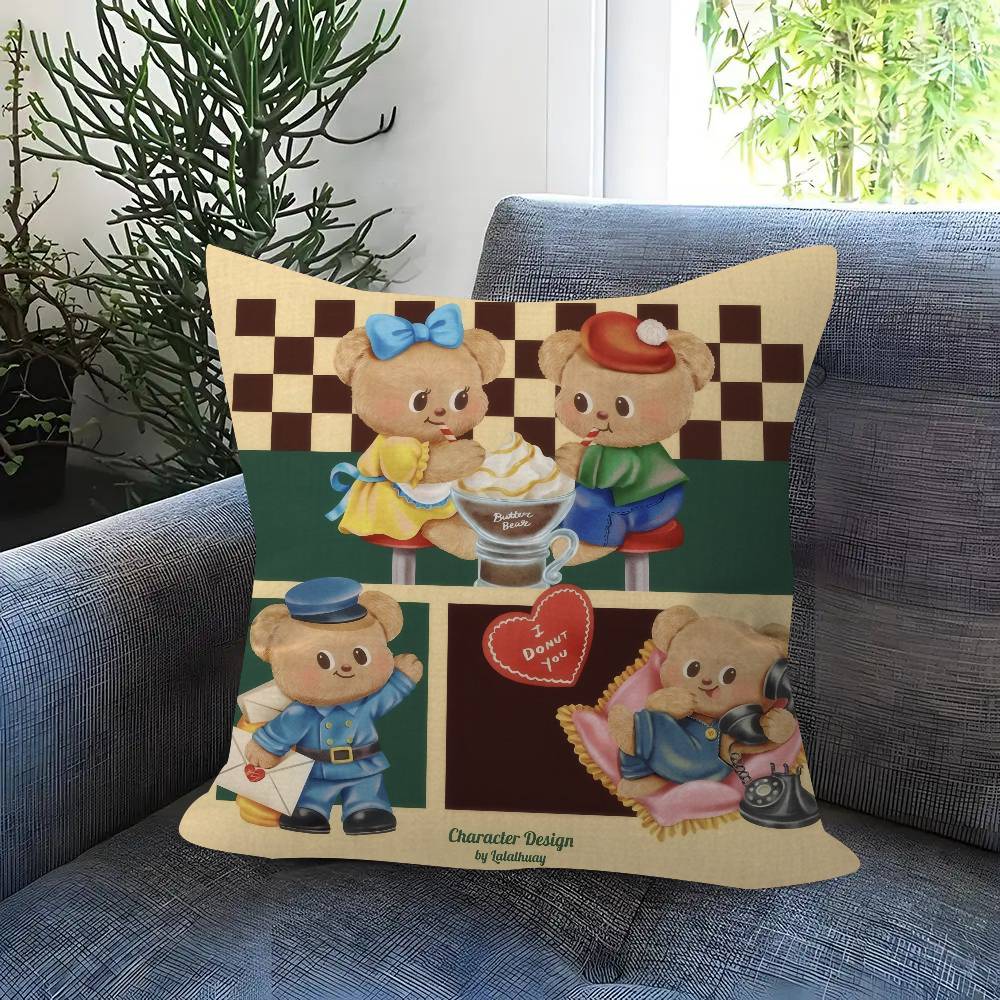 Cute Cartoon B-Butterbear Pillowcase Toon Gift Cushion Cover Bedroom Home Sofa Chair Seat Decor Pillow Case