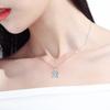 European and American silver jewelry fashionable and simple 925 sterling silver square zircon pendant crystal necklace women's light luxury