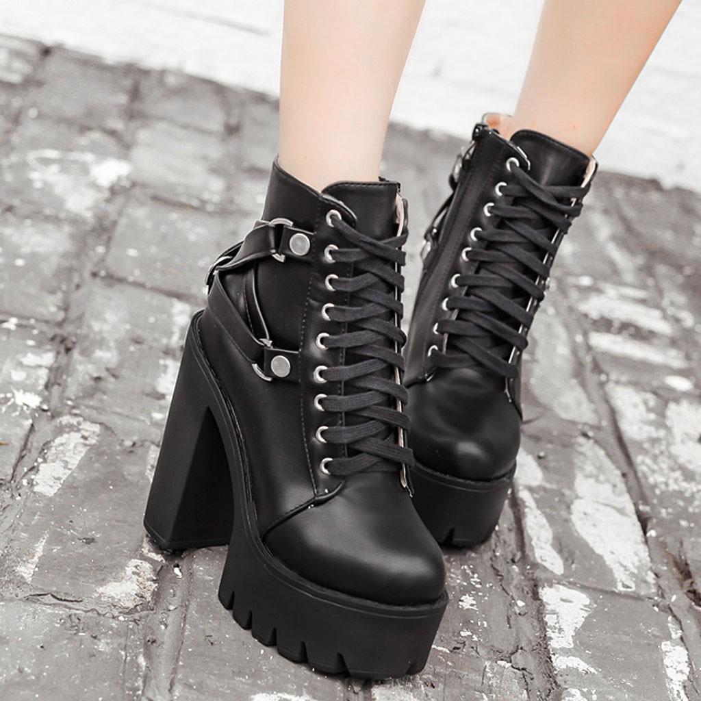 Fashion Lady  Shoe Soft Leather Platform Shoe Party  Boot High Heels