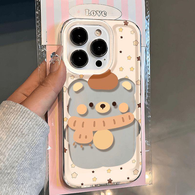 

Scarf Bear Soft Case for Apple 17/16 Pro Max with Precise Hole for 13/14/15 Cartoon Design Apple 17