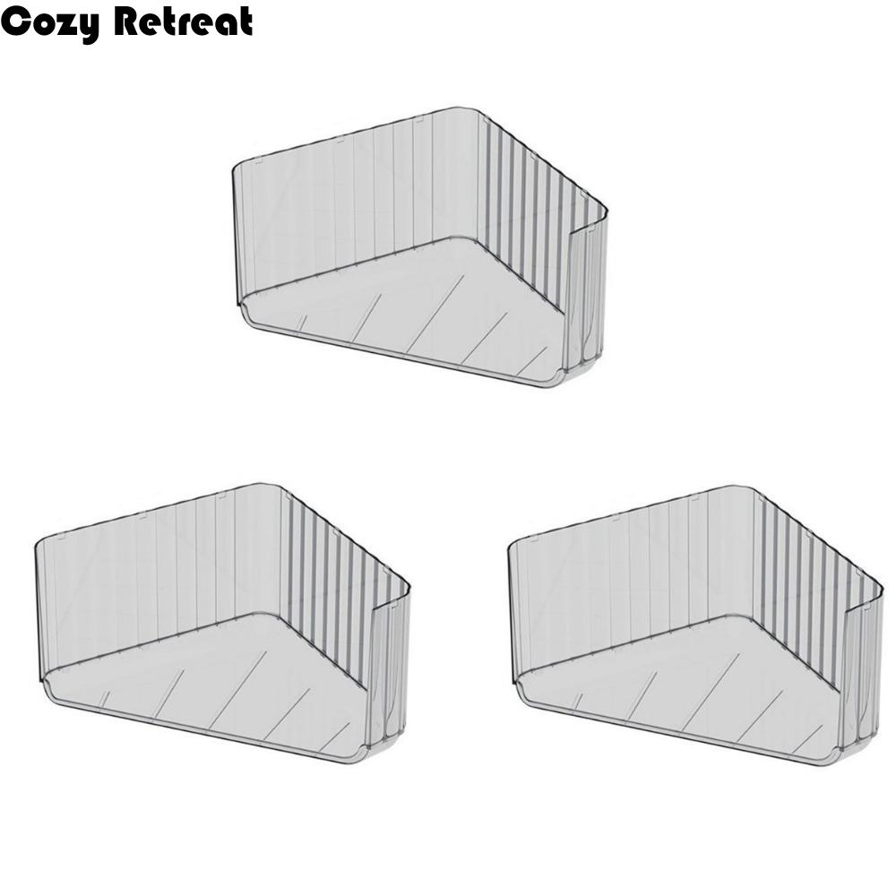 3PCS Plastic Triangle Storage Rack Transparent Large Capacity Cosmetic Storage Box Stackable Desktop Bookshelf for Home