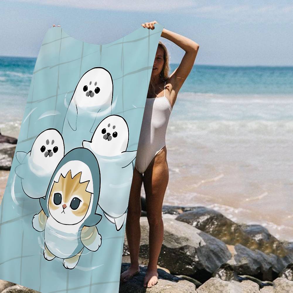 

Cute Cat M-mofusandS Microfiber Blanket Quick Drying Beach Towels Oversized Printing Super Absorbent Pool Towel Blanket W40*H60(CM)