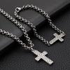 Korean Style Stainless Steel Cross Necklace & Men's Titanium Steel Bracelet Set