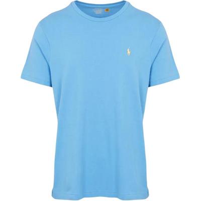 Polo Solid Color Round Neck Pattern Printed Embroidered Slim Fit Short Sleeve T-Shirt Men Tops Blue 710671438-344
