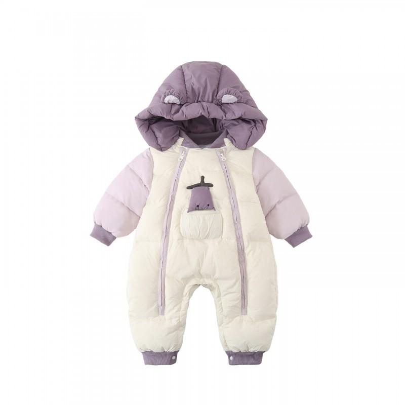 Baby Down Snowsuit 2026 Winter Infant Hooded Puffer Jumpsuit Girls 1-3 Years Extra Warm Outfit