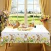 Spring Floral Easter Tablecloth Bunny Eggs Garden Tablecloth Rustic Easter Decorations for Home 2026 Kitchen Dining Table Cover
