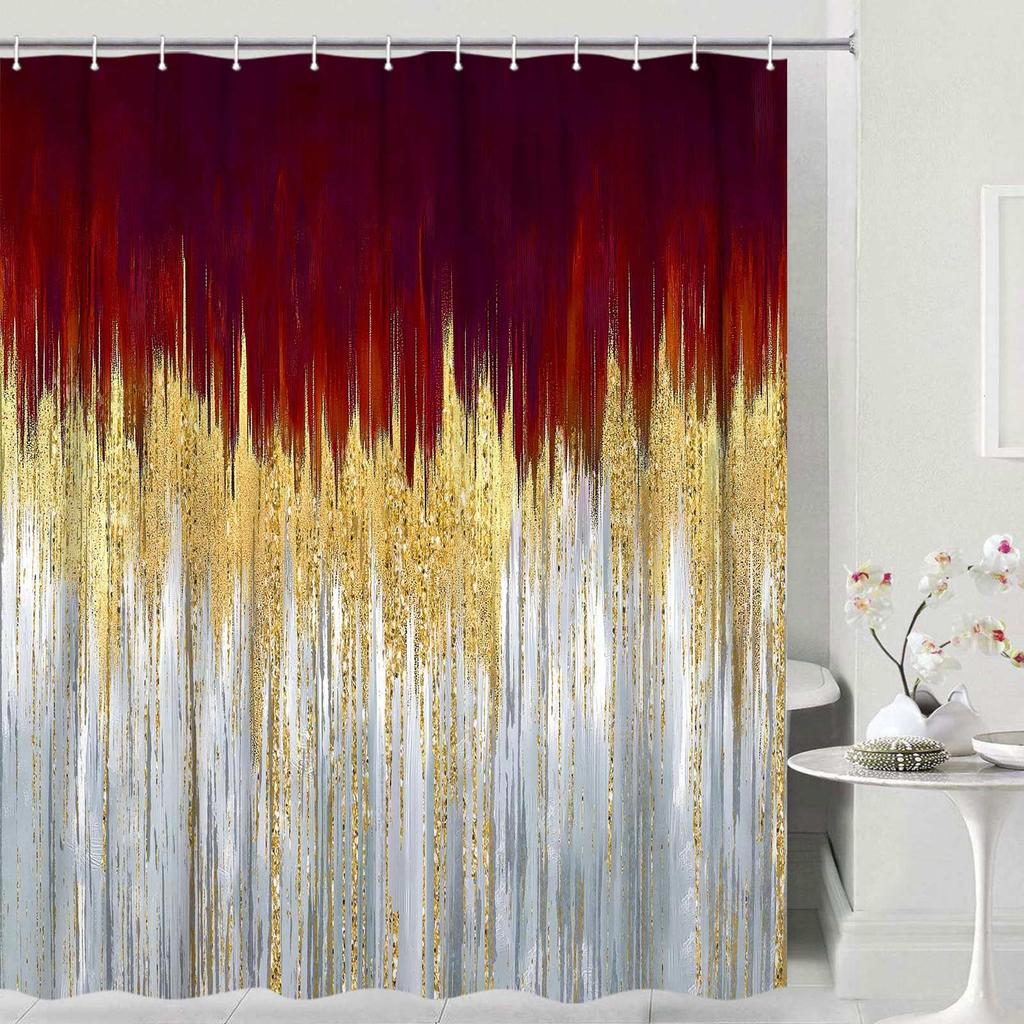 Abstract Shower Curtain Modern Bathroom Shower Curtain Set Beach Aesthetic Stripes Contemporary Minimalist Painting Fabric Shower Curtain Curtain