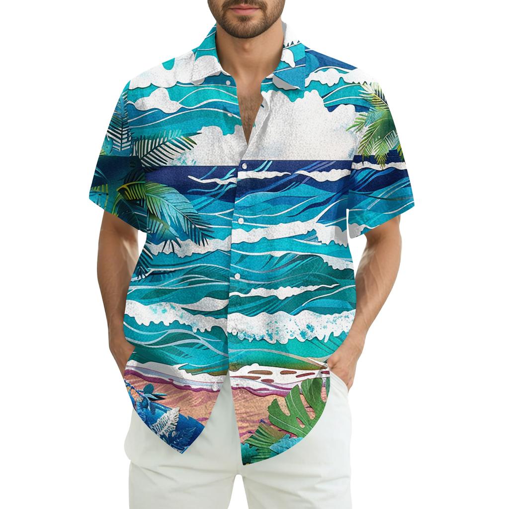 Men's Casual Fashion Printed Short-Sleeve Shirt