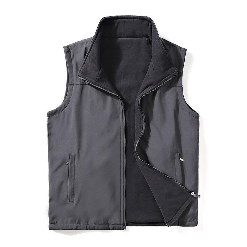 

Double-sided Men Winter Vest Men s Autumn and Winter Outdoor Leisure Sports Sleeveless Vests Baggy Waistcoat Working Clothes 2XL темно-сірий