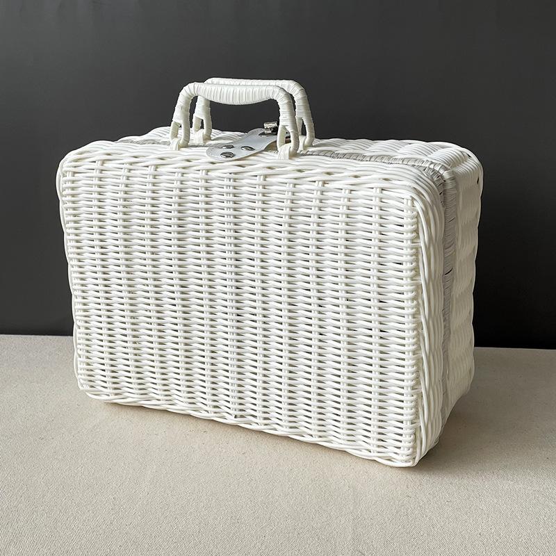 Vine Decoration Box Hand Gift Box Suitcase Woven Gift Box Storage Box Children's Outdoor Retro Photography Props Storage Box