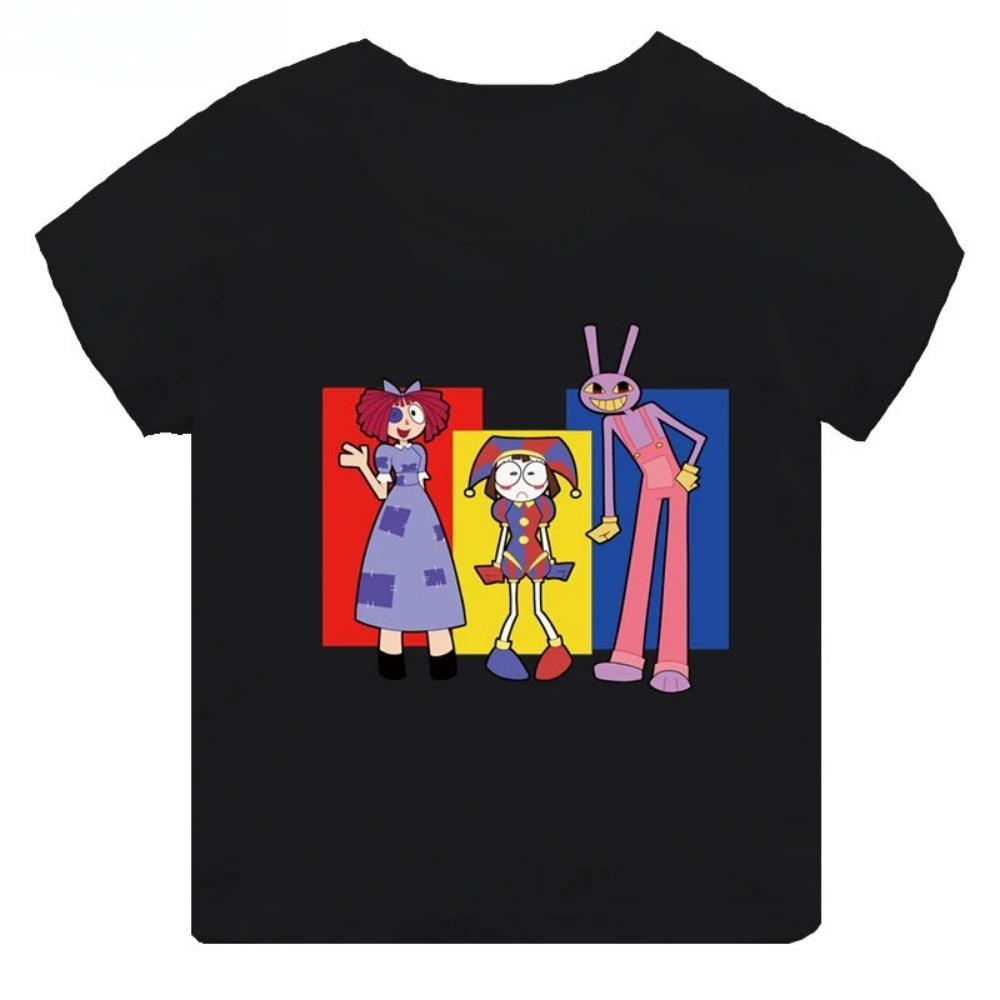 Hochwertige lässige Baumwoll-T-Shirts für Jungen und Mädchen, süße kurzärmelige neue digitale Zirkus-Print-T-Shirts für Mädchen, Kinderoberteile