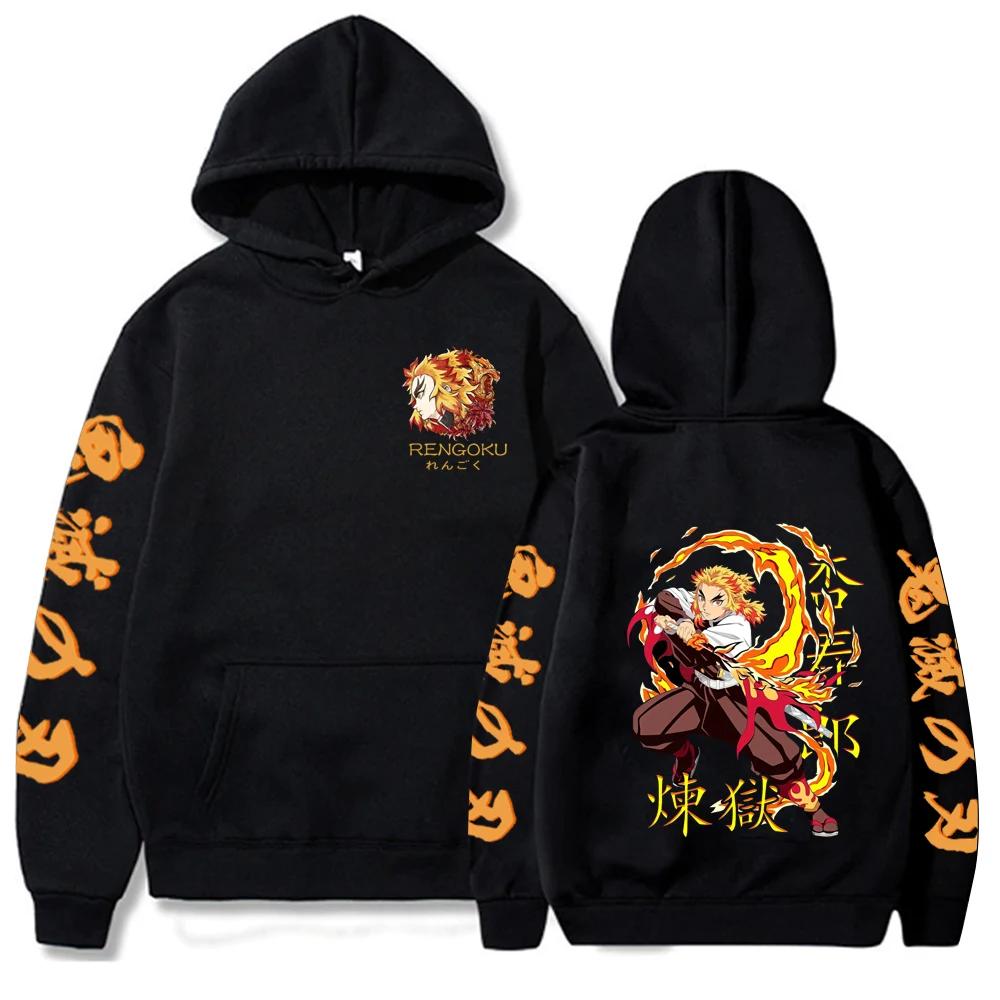 Harajuku Demon Slayer Nadměrná mikina s kapucí Grafický potisk Kamado Nezuko Dámské mikiny Dlouhý rukáv Módní Dámské Streetwear