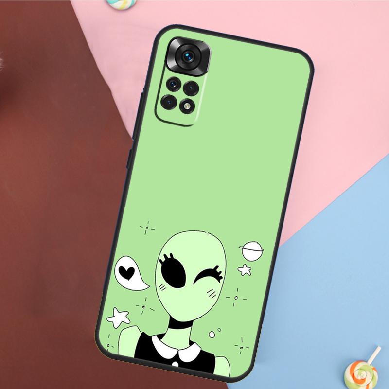 Aesthetics Cute Cartoon Alien Cover For Xiaomi Redmi Note 13 14 Pro 12 11 9 10 9S 10S 11S 12S Redmi 14C 10C 12C 13C Case
