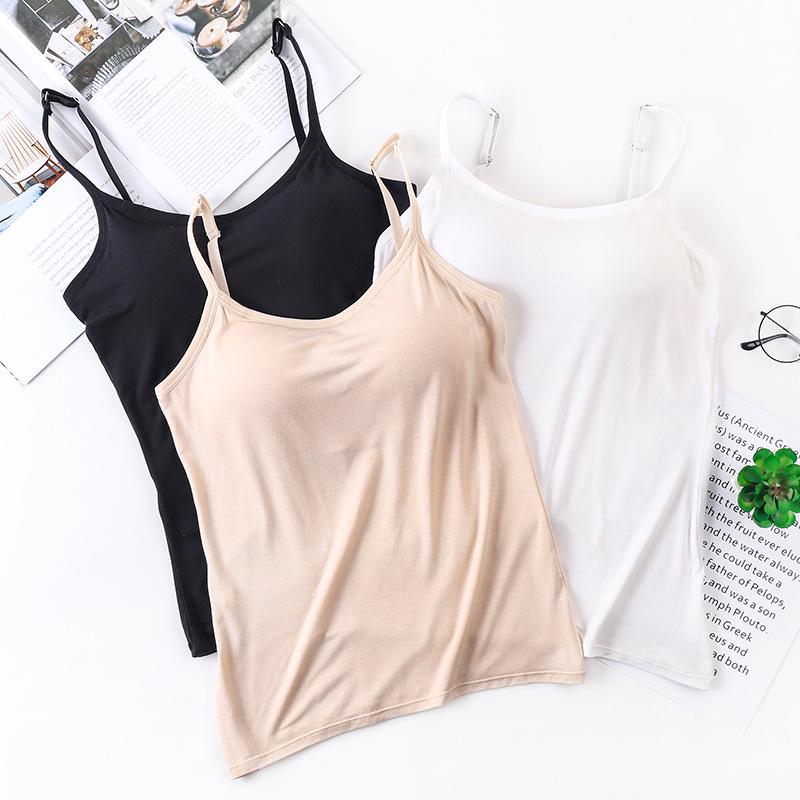 Girls' Solid Color Spaghetti Strap Tank with Padded Chest and Anti-Exposure Wrap